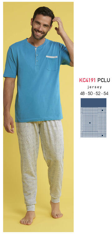 ART. KC4191 PLCU- pigiama uomo m/m 100% cotone kc4191 plcu - Fratelli Parenti